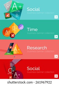 Set of infographic flat design banners with geometric diagrams and options