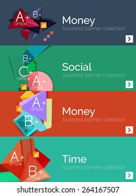 Set of infographic flat design banners with geometric diagrams and options