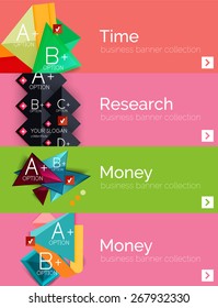 Set of infographic flat design banners with geometric diagrams and options