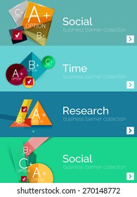 Set of infographic flat design banners with geometric diagrams and options