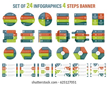 Set of infographic four steps vector banner. 