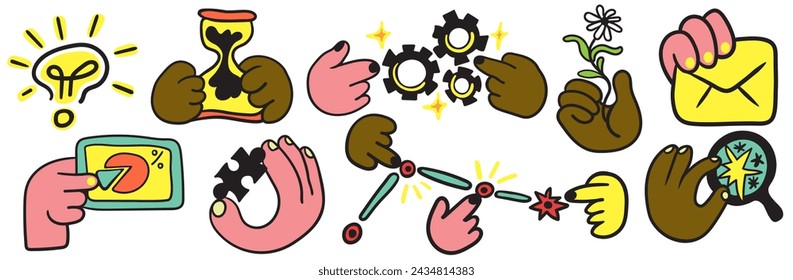 conjunto de iconos de infografía en vector.business diagrama de trabajo icono en estilo doodle. ilustración de metáfora de trabajo. Plantilla para sitio web de aplicación de icono de póster de etiqueta de logotipo. Serie de iconos de negocio