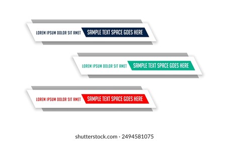 set of infographic lower third modern banner for news channels vector