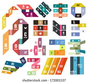 Set of infographic modern templates - stripes, ribbons, lines for business or technology presentation, internet poster or web brochure cover, wallpaper