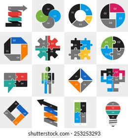 set of infographic option template in flat design