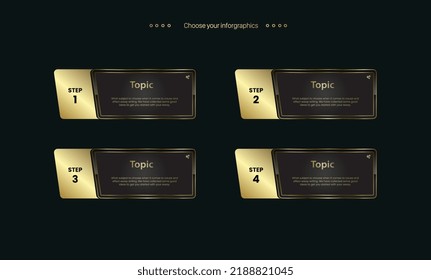Set of Infographic Options Vector and template. with trendy elements for business. The option and Premium buttons on a dark background