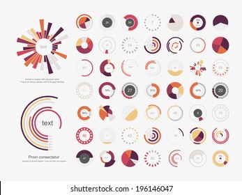 Set of info-graphic pie charts