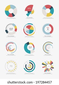 Set of info-graphic pie charts