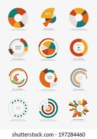 Set of info-graphic pie charts