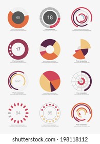 Set of info-graphic pie charts