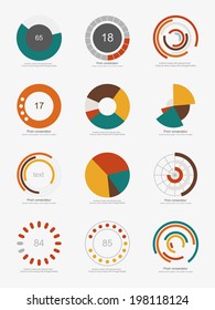 Set of info-graphic pie charts