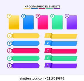 Set of Infographic and Presentation Point List or Bullet Elements for Business Report and Graphics
