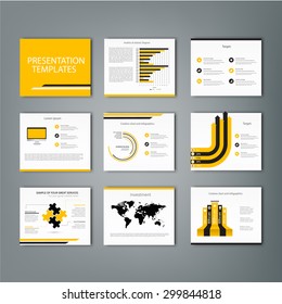 Set of infographic Presentation Template , Infographic Element , Business infographic , Layout design , Modern Style , Vector design illustration. Yellow version