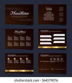 Set of infographic Presentation Template , Infographic Element , Business infographic , Layout design , Gold Style , Vector design illustration