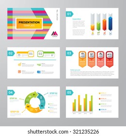 set of infographic presentation template flat design