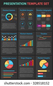 Set of infographic Presentation Template, infographic statistics,elements,charts,business flyer,prototype,layout,corporate commercial data,marketing,design