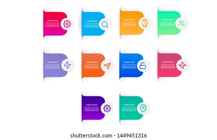 set Infographic stack chart design with icons and options or steps. Infographics for business concept. Can be used for presentations banner, workflow layout, process diagram, flow chart,