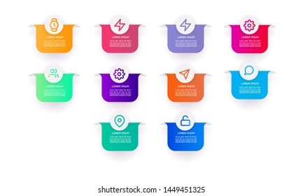 set Infographic stack chart design with icons and options or steps. Infographics for business concept. Can be used for presentations banner, workflow layout, process diagram, flow chart,