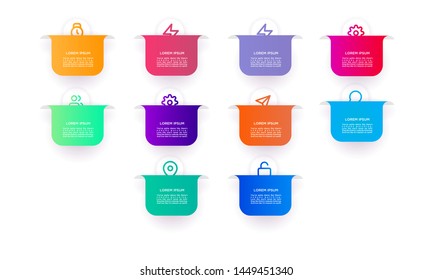 set Infographic stack chart design with icons and options or steps. Infographics for business concept. Can be used for presentations banner, workflow layout, process diagram, flow chart,