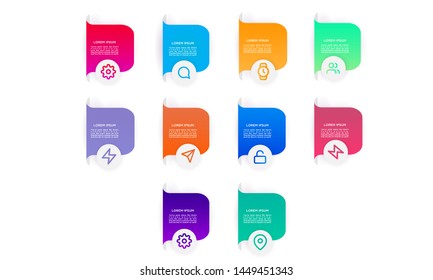 set Infographic stack chart design with icons and options or steps. Infographics for business concept. Can be used for presentations banner, workflow layout, process diagram, flow chart,