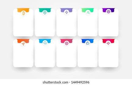 set Infographic stack chart design with icons and options or steps. Infographics for business concept. Can be used for presentations banner, workflow layout, process diagram, flow chart,
