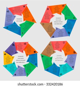 Set of infographic templates for business with 5, 6, 7 and 8 options or steps. Vector illustration can be used for diagram, graph, presentation and chart