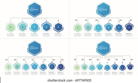 Set of infographic templates for data visualization. 5-8 options. Vector illustration.