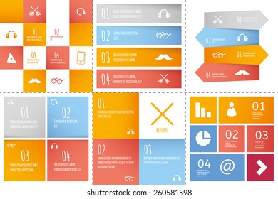 Set of infographic templates. Geometric shapes, presentationm covers and banners.