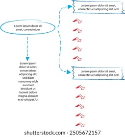 Set von Infografik-Vorlagen mit handgezeichneten Elementen, Flussdiagramm, Kreisdiagramm, Prozess, Schritten und Optionen, Vektorgrafik eps10