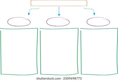 Set von Infografik-Vorlagen mit handgezeichneten Elementen, Flussdiagramm, Kreisdiagramm, Prozess, Schritten und Optionen, Vektorgrafik eps10