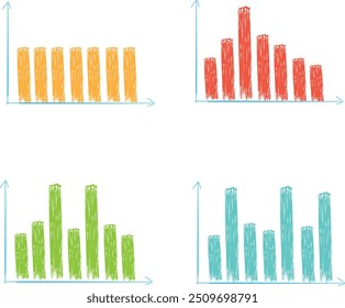 Conjunto de modelos infográficos com elementos desenhados à mão, fluxograma, diagrama de círculo, processo, etapas e opções, vetor eps10 ilustração