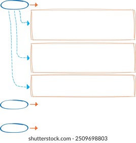 Conjunto de modelos infográficos com elementos desenhados à mão, fluxograma, diagrama de círculo, processo, etapas e opções, vetor eps10 ilustração