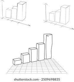 Conjunto de modelos infográficos com elementos desenhados à mão, fluxograma, diagrama de círculo, processo, etapas e opções, vetor eps10 ilustração