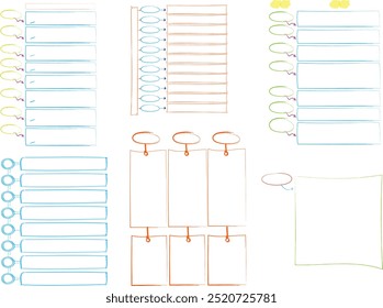 Set von Infografik-Vorlagen mit handgezeichneten Elementen, Flussdiagramm, Kreisdiagramm, Prozess, Schritten und Optionen, Vektorgrafik eps10