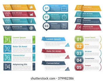 Set of infographic templates with numbers and text, business infographics elements set, vector eps10 illustration