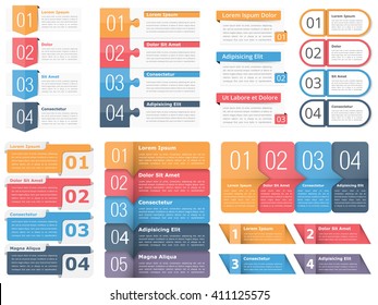 Conjunto de plantillas de infografía con números y texto, conjunto de elementos de infografía empresarial, flujo de trabajo, proceso, pasos u opciones, ilustración de vector eps10