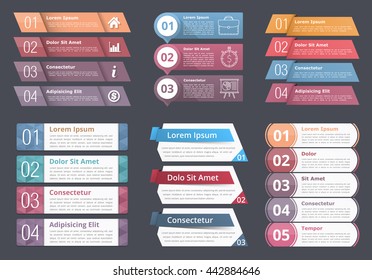 Set of infographic templates with numbers and text, process, flow chart design elements, business infographics, vector eps10 illustration