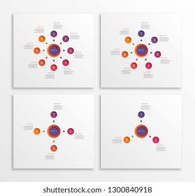 set of infographic templates with round realistic 3d paper cut elements. business process diagram for brochure, banner, annual report and presentation. easy for edit and customize. eps10