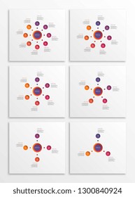 set of infographic templates with round realistic 3d paper cut elements. business process diagram for brochure, banner, annual report and presentation. easy for edit and customize. eps10