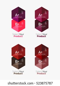 Set of infographic templates with text and options. Elements of business brochure, presentation and web design navigation layout