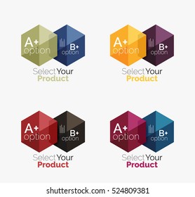 Set of infographic templates with text and options. Elements of business brochure, presentation and web design navigation layout