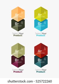 Set of infographic templates with text and options. Elements of business brochure, presentation and web design navigation layout