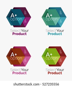 Conjunto de plantillas infográficas con texto y opciones. Elementos del folleto comercial, presentación y diseño de navegación en la web