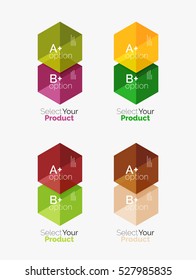 Set of infographic templates with text and options. Elements of business brochure, presentation and web design navigation layout