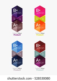 Set of infographic templates with text and options. Elements of business brochure, presentation and web design navigation layout