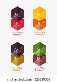 Set of infographic templates with text and options. Elements of business brochure, presentation and web design navigation layout