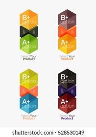 Set of infographic templates with text and options. Elements of business brochure, presentation and web design navigation layout