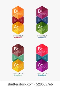 Set of infographic templates with text and options. Elements of business brochure, presentation and web design navigation layout