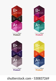 Set of infographic templates with text and options. Elements of business brochure, presentation and web design navigation layout