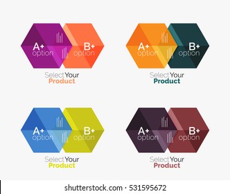 Set of infographic templates with text and options. Elements of business brochure, presentation and web design navigation layout